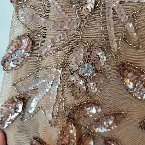 NWT Adrianna Papell Floral Beaded Ankle Length Sleeveless Gown Rose Gold Sz 6P - Picture 8 of 16